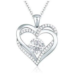 Heart Pendant Necklace Cubic Zirconia for Women Wedding Party Jewelry